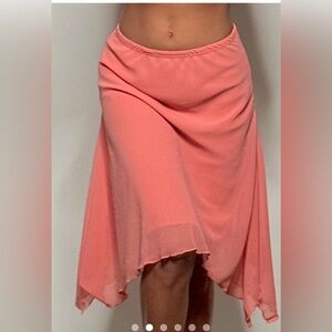 Touch Peach Asymmetric Midi Skirt